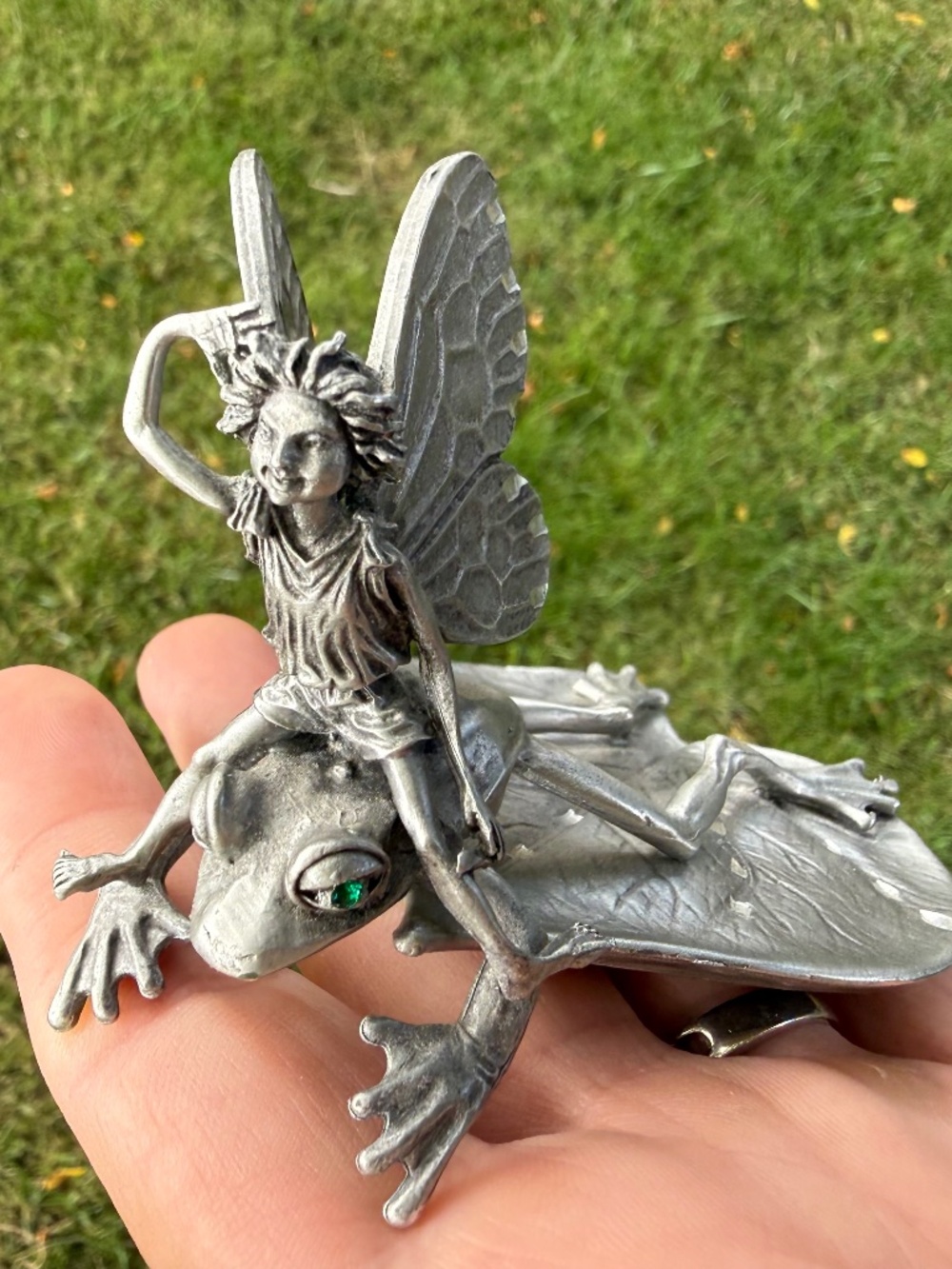 Rawcliffe Pewter Figurine Frogrider RF3053 “1995 “ Tom Meier Fairy Riding Frog.